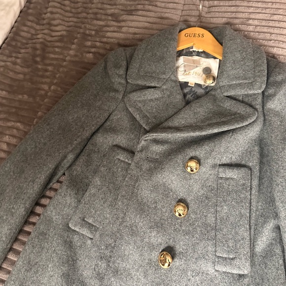 Size XSmall double breasted Coach Heather Gray Wool Pea Coat With gold buttons. - Picture 12 of 15